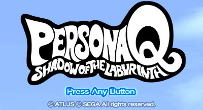 Persona Q: Shadow of the Labyrinth title screen for Nintendo 3DS