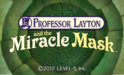 Professor Layton and the Miracle Mask title screen for Nintendo 3DS