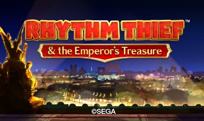 Rhythm Thief & the Emperor's Treasure title screen for Nintendo 3DS