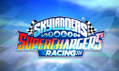 Skylanders Superchargers Racing title screen for Nintendo 3DS