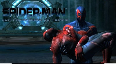 Spiderman: Edge of Time title screen for Nintendo 3DS