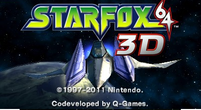 Star Fox 64 3D title screen for Nintendo 3DS