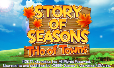 Story of Seasons: Trio of Towns title screen for Nintendo 3DS