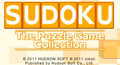 Sudoku: The Puzzle Game Collection title screen for Nintendo 3DS