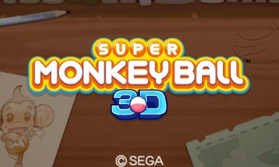 Super Monkey Ball 3D title screen for Nintendo 3DS