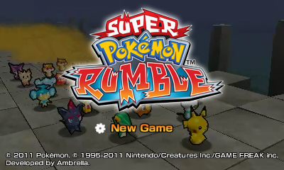Super Pokemon Rumble title screen for Nintendo 3DS