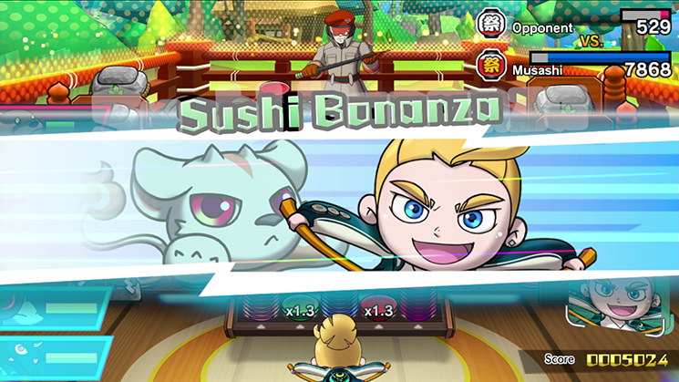 Sushi Striker: The Way of Sushido title screen for Nintendo 3DS