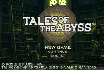 Tales of the Abyss title screen for Nintendo 3DS