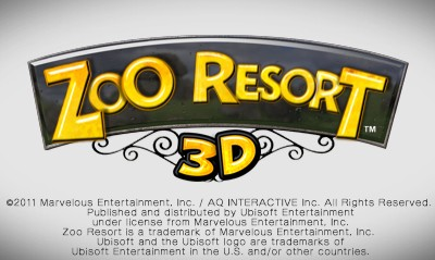Zoo Resort 3D title screen for Nintendo 3DS
