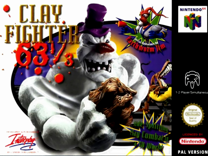 ClayFighter 63 1/3 box art for Nintendo 64