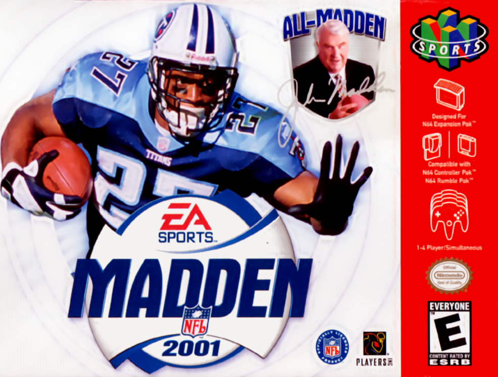 Madden NFL 2001 box art for Nintendo 64