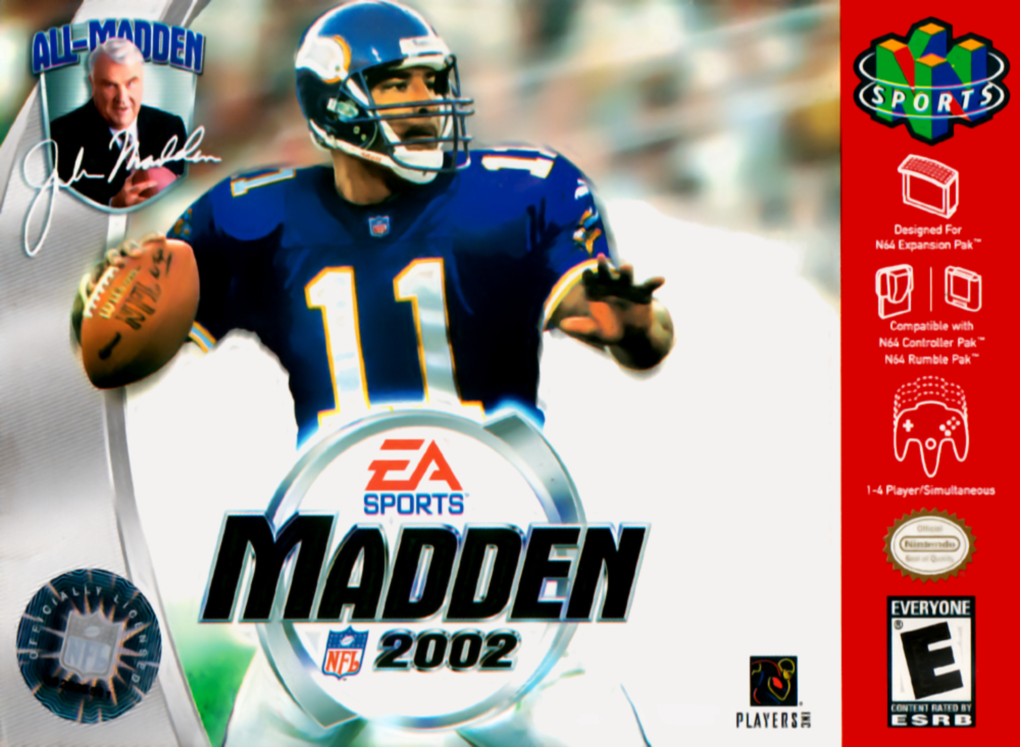 Madden NFL 2002 box art for Nintendo 64
