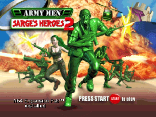 Army Men Sarge's Heroes 2 title screen for Nintendo 64