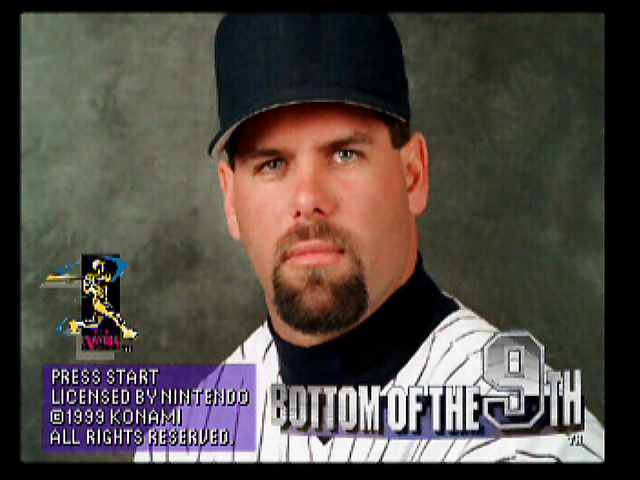 Bottom of the 9th title screen for Nintendo 64