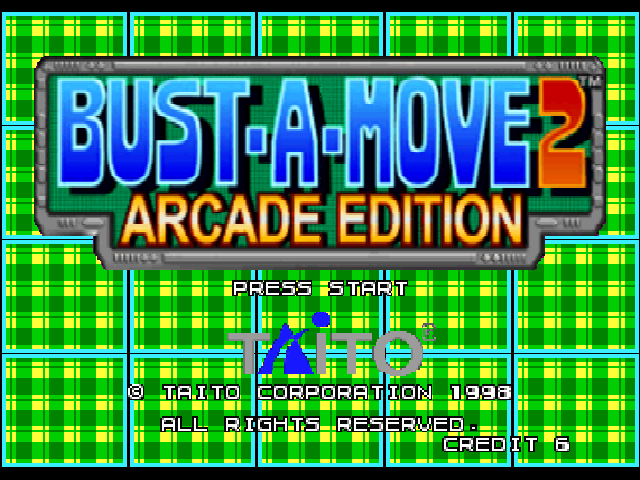 Bust-A-Move 2: Arcade Edition title screen for Nintendo 64