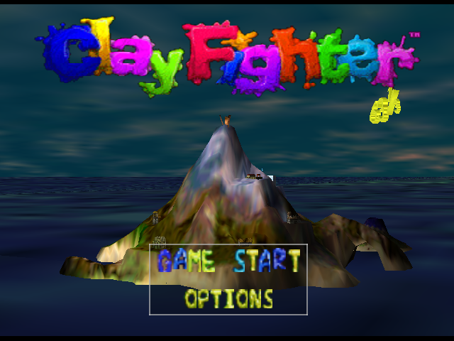 ClayFighter 63 1/3 title screen for Nintendo 64