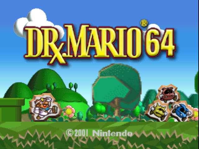 Dr. Mario 64 title screen for Nintendo 64