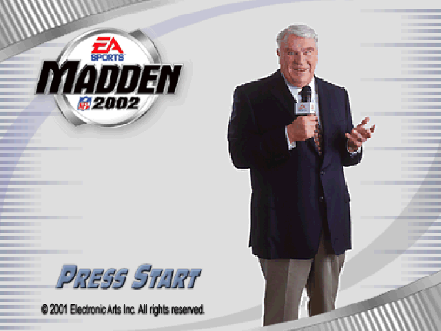 Madden NFL 2002 title screen for Nintendo 64