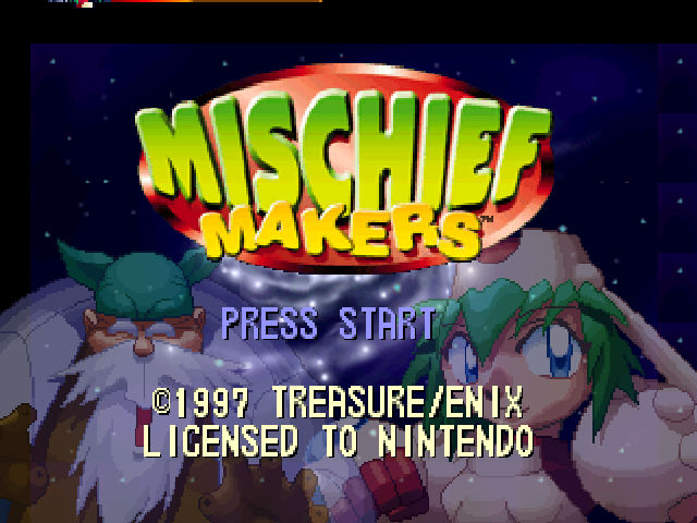 Mischief Makers title screen for Nintendo 64