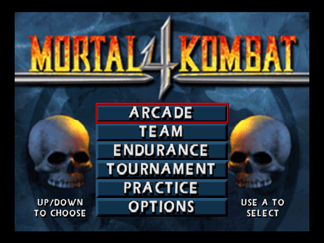 Mortal Kombat 4 title screen for Nintendo 64