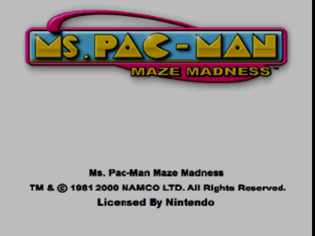 Ms. Pac-Man Maze Madness title screen for Nintendo 64