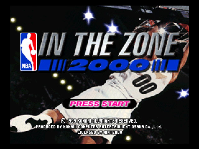 NBA In The Zone 2000 title screen for Nintendo 64