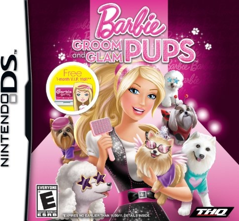 Barbie: Groom and Glam Pups box art for Nintendo DS