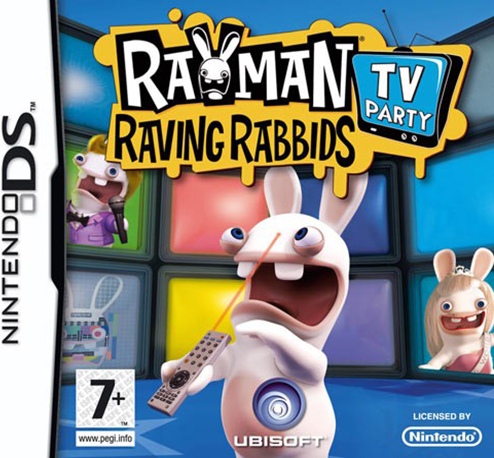 Rayman Raving Rabbids TV Party box art for Nintendo DS