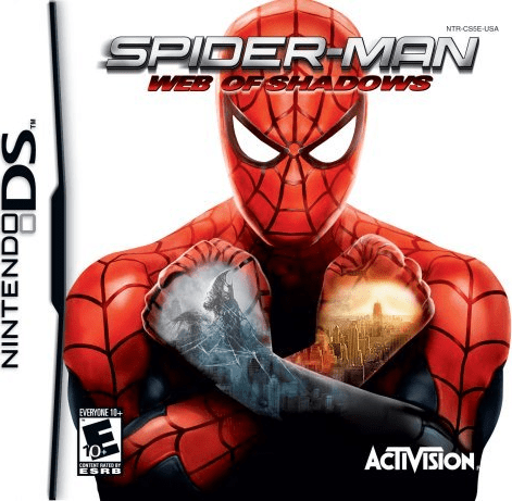 Spiderman Web of Shadows box art for Nintendo DS