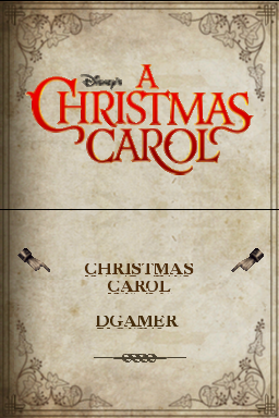 A Christmas Carol title screen for Nintendo DS