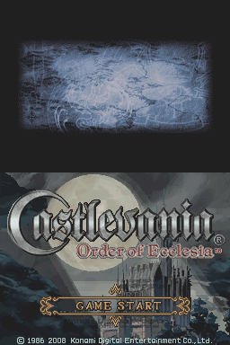 Castlevania: Order of Ecclesia title screen for Nintendo DS