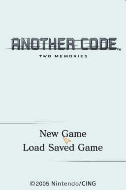 Another Code: Two Memories title screen for Nintendo DS