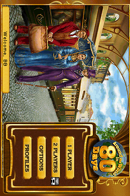 Around the World in 80 Days title screen for Nintendo DS
