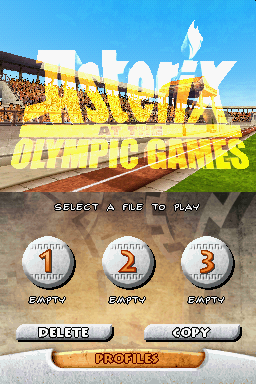 Asterix at the Olympic Games title screen for Nintendo DS