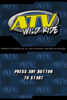 ATV Wild Ride title screen for Nintendo DS