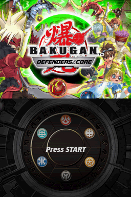 Bakugan: Defenders of the Core title screen for Nintendo DS
