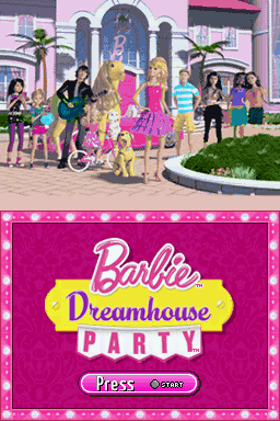 Barbie: Dreamhouse Party title screen for Nintendo DS