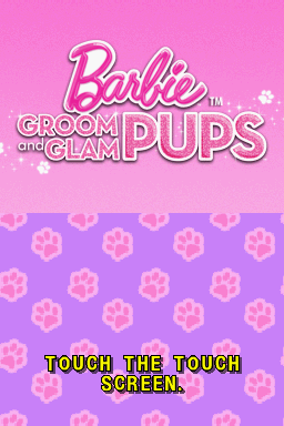 Barbie: Groom and Glam Pups title screen for Nintendo DS