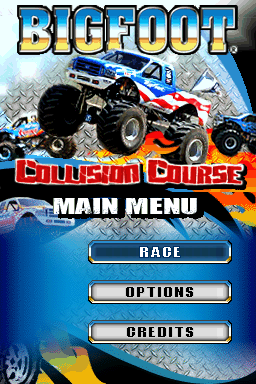 Bigfoot Collision Course title screen for Nintendo DS