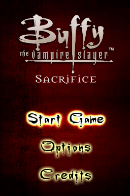 Buffy the Vampire Slayer: Sacrifice title screen for Nintendo DS
