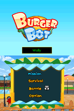 Burger Bot title screen for Nintendo DS