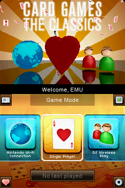 Card Games The Classics title screen for Nintendo DS