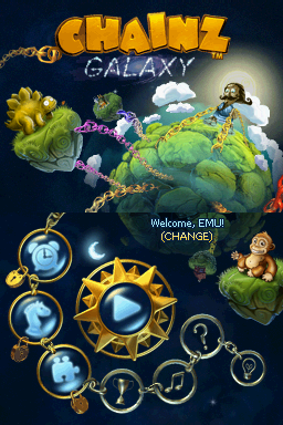 Chainz Galaxy title screen for Nintendo DS
