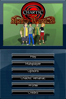 Chaotic: Shadow Warriors [Irsenog Trading Card] title screen for Nintendo DS
