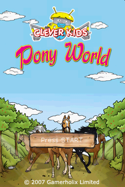 Clever Kids Pony World title screen for Nintendo DS
