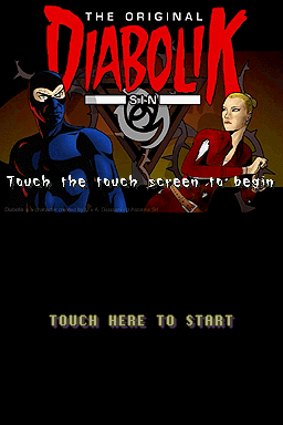 Diabolik The Original Sin title screen for Nintendo DS