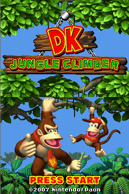 Donkey Kong Jungle Climber title screen for Nintendo DS