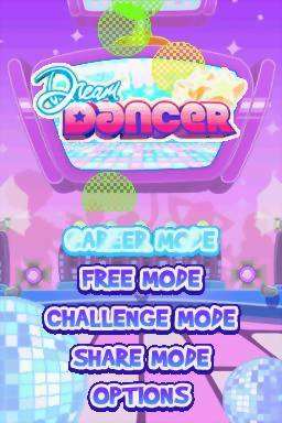 Dream Dancer title screen for Nintendo DS