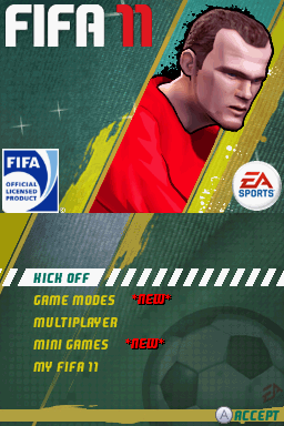 FIFA 11 title screen for Nintendo DS