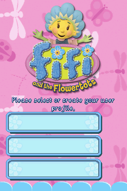 FIFI AND THE FLOWERTOTS title screen for Nintendo DS